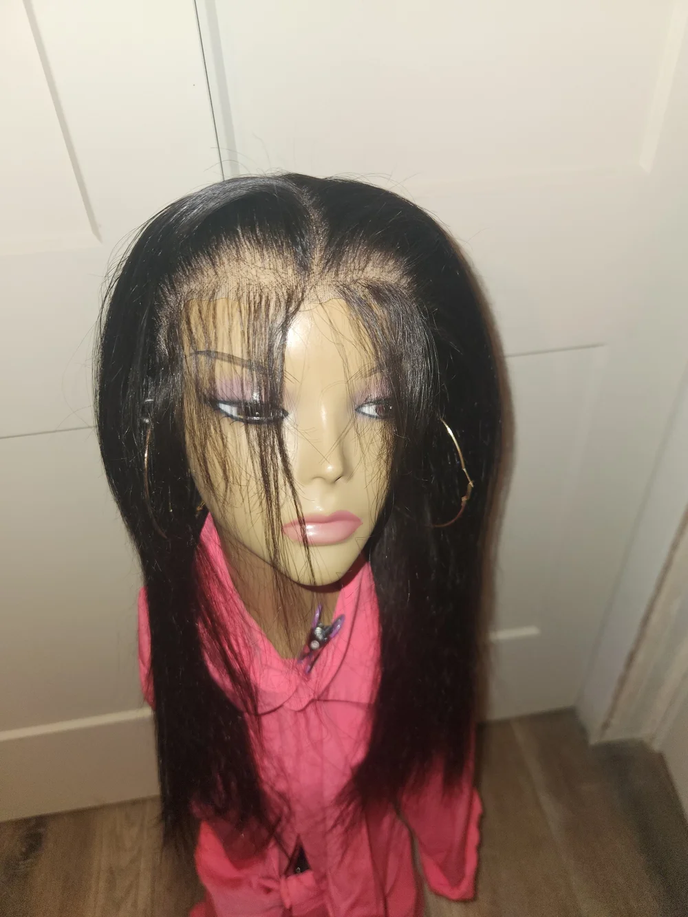 Human Hair Black Straight Lace Front Wig - Unbranded